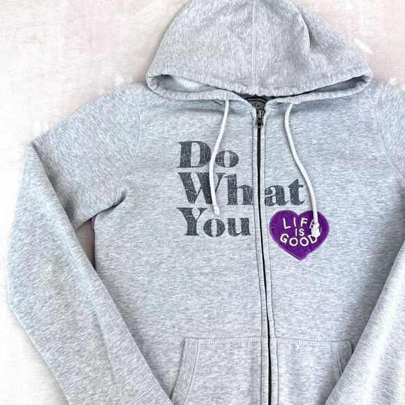 Life Is Good Sweatshirt Womens Small Gray "Do What You Love" Full Zip Hoodie - Picture 3 of 8